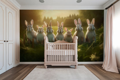 Playful Animal Removable Mural with Bunny Design for DIY Projects