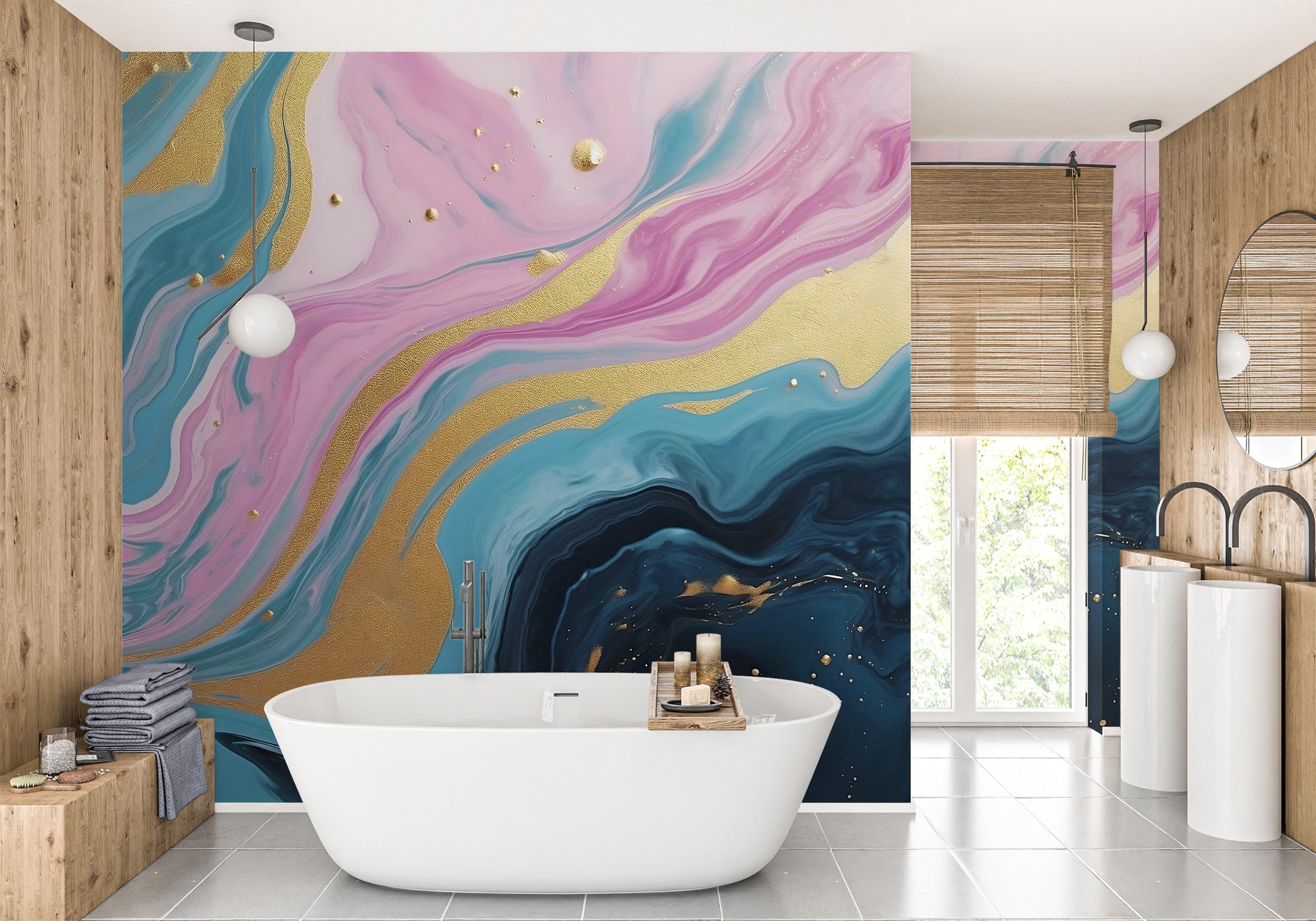 PVC-Free Abstract Wall Covering for Sustainable and Eco-Friendly Interiors