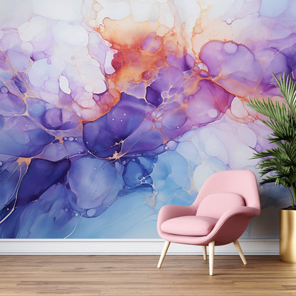 Vibrant Purple Abstract Wall Covering for Stylish Interiors
