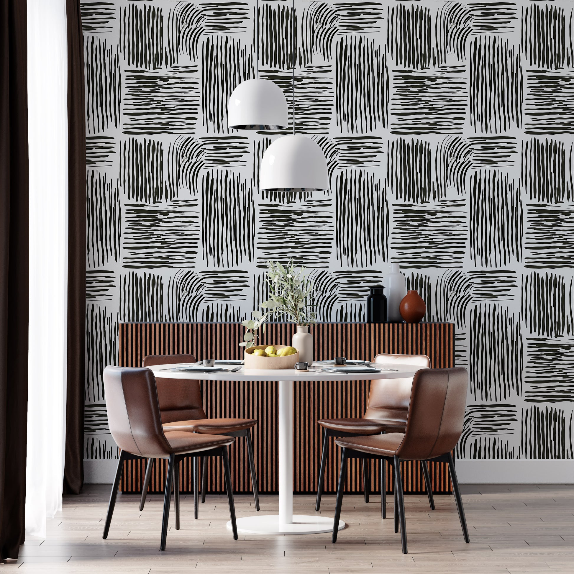 Contemporary Black Stroke Wallpaper - Artistic Wall Decoration