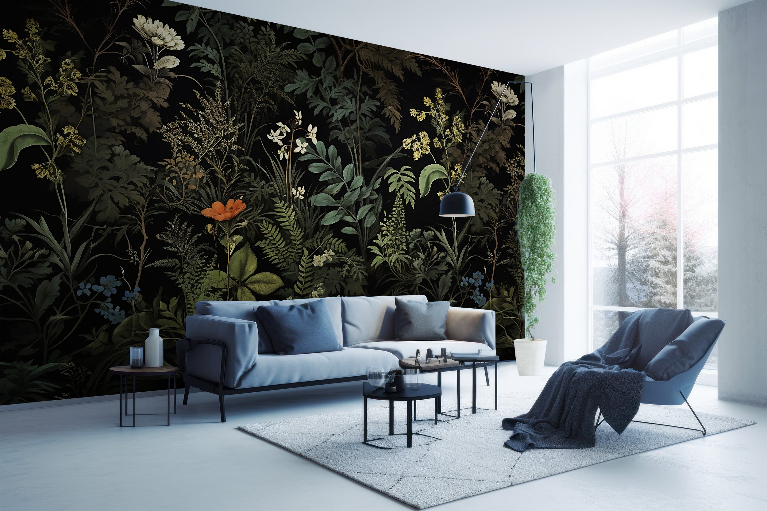 Dark Peel and Stick Floral Wall Art - Eco Decor