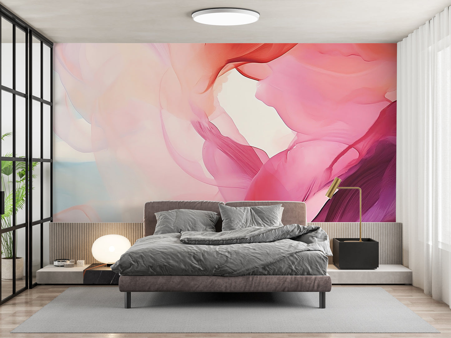 High-Quality Removable Pink Wallpaper
