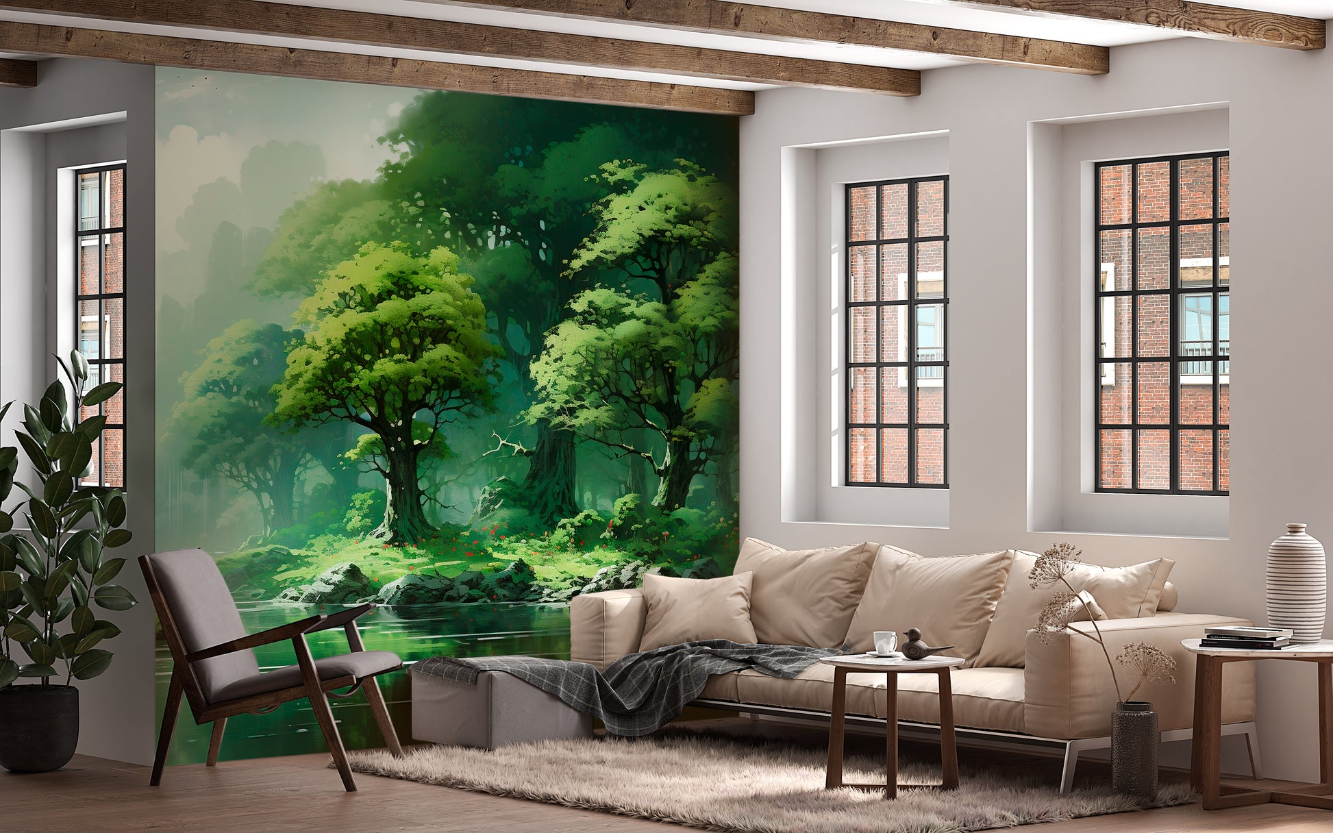 Lush Green Forest Wall Mural