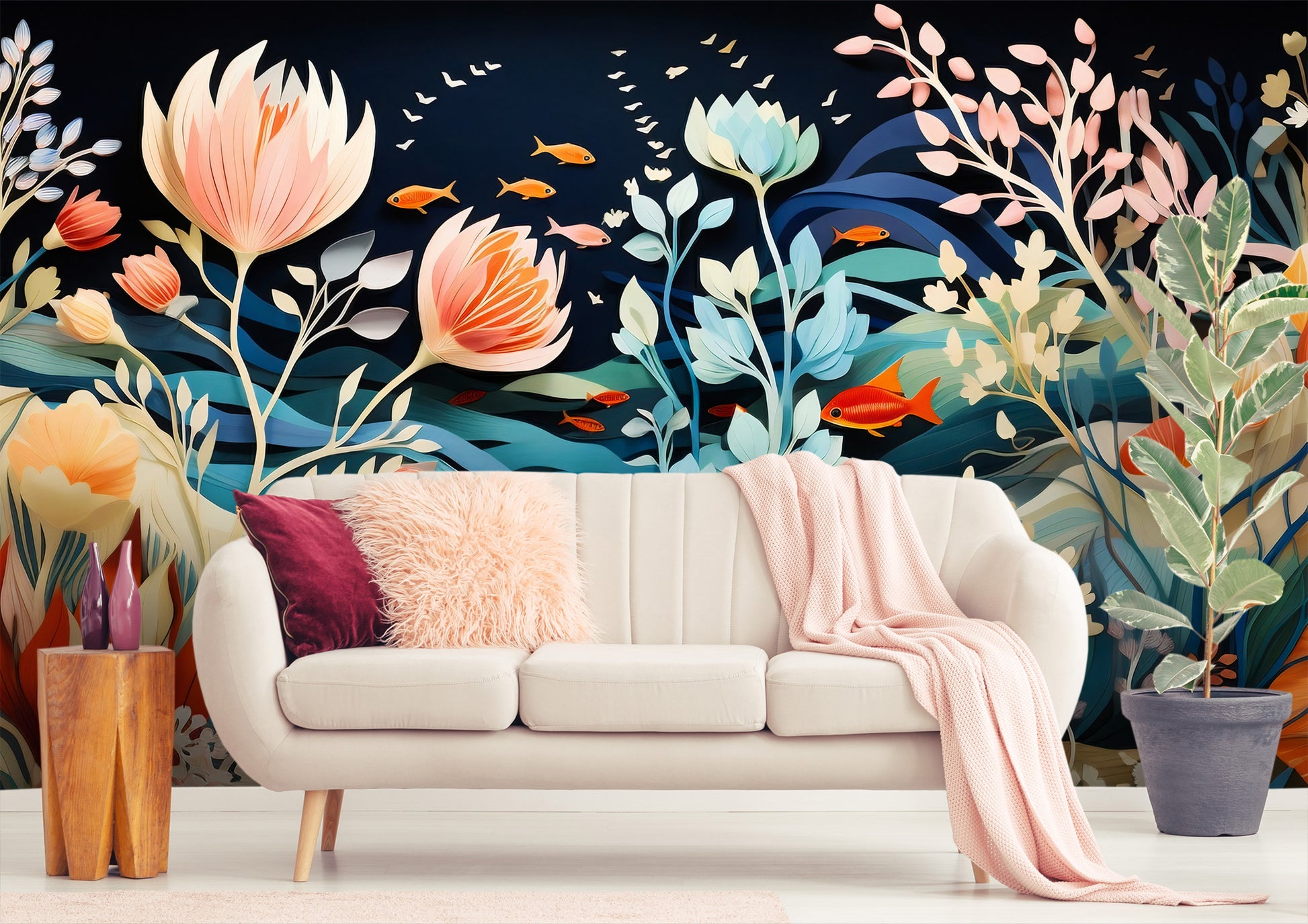 Abstract Blossoms Mural