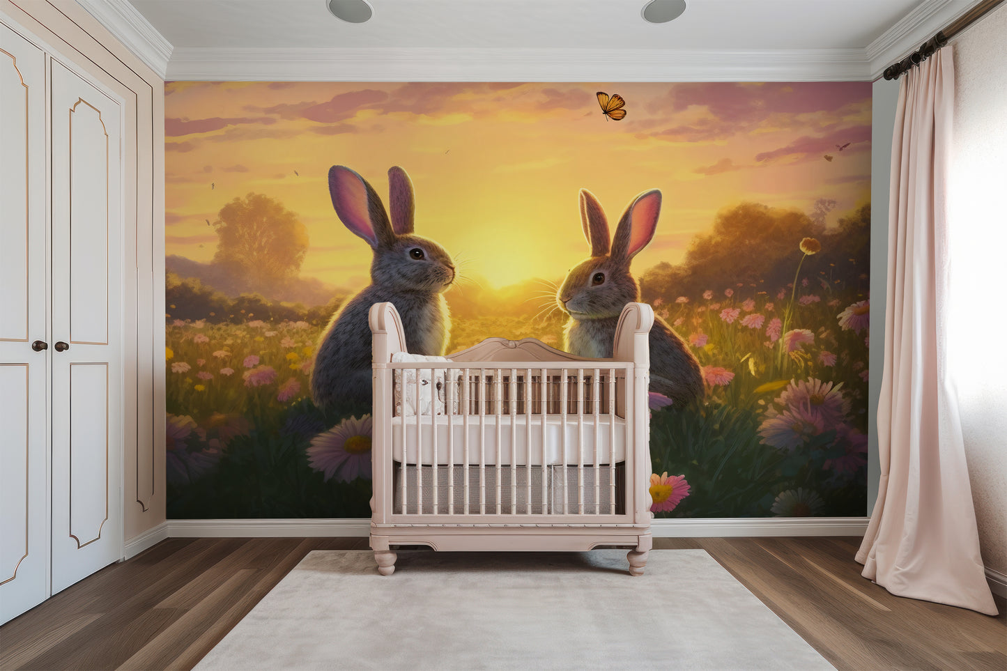 Adorable rabbit wall decoration for children's space