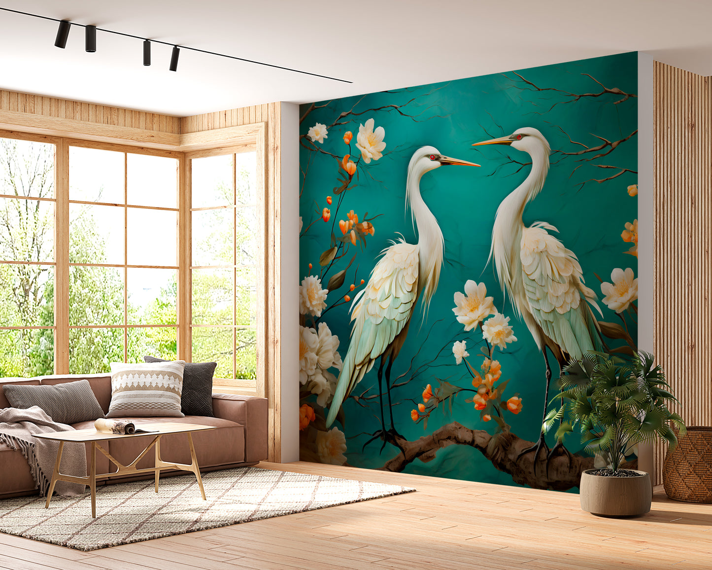 Eco-Conscious Peel and Stick Wallpaper with Vintage White Birds