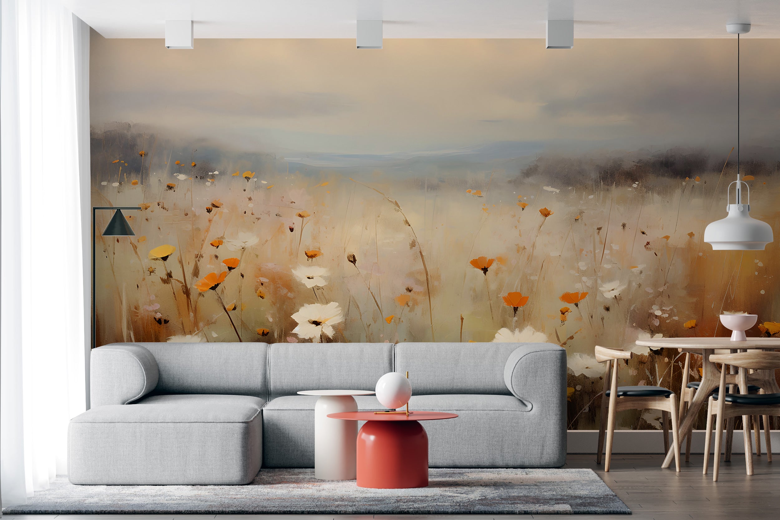 Meadow Floral Landscape Mural | Peel & Stick Wallpaper – Miami Walls ...