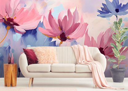 Abstract Flower Oil Painting Adhesive Wallpaper