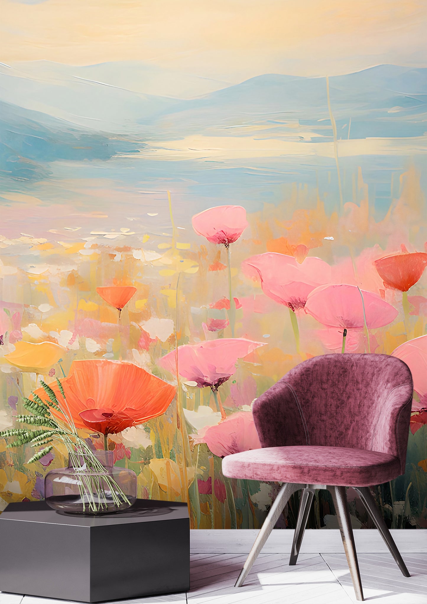 Vibrant Poppy Field Wall Decal