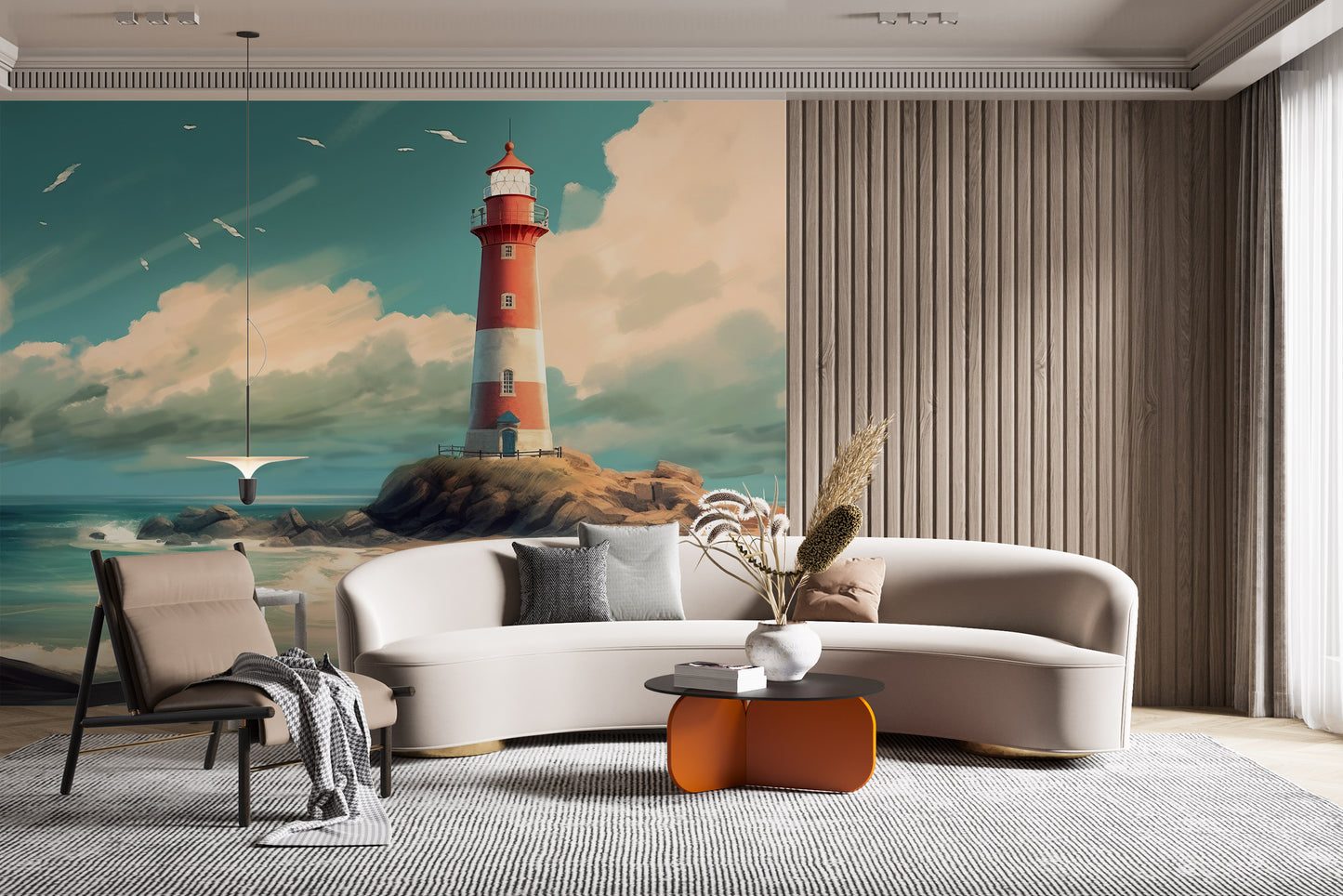 Watercolor Nautical Wallpaper for Serene Home Interiors