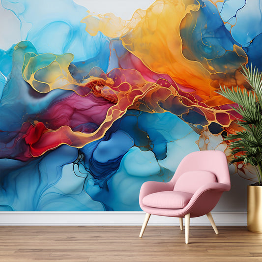 Watercolor Abstract Peel & Stick Mural Wallpaper for Vibrant Wall Decor