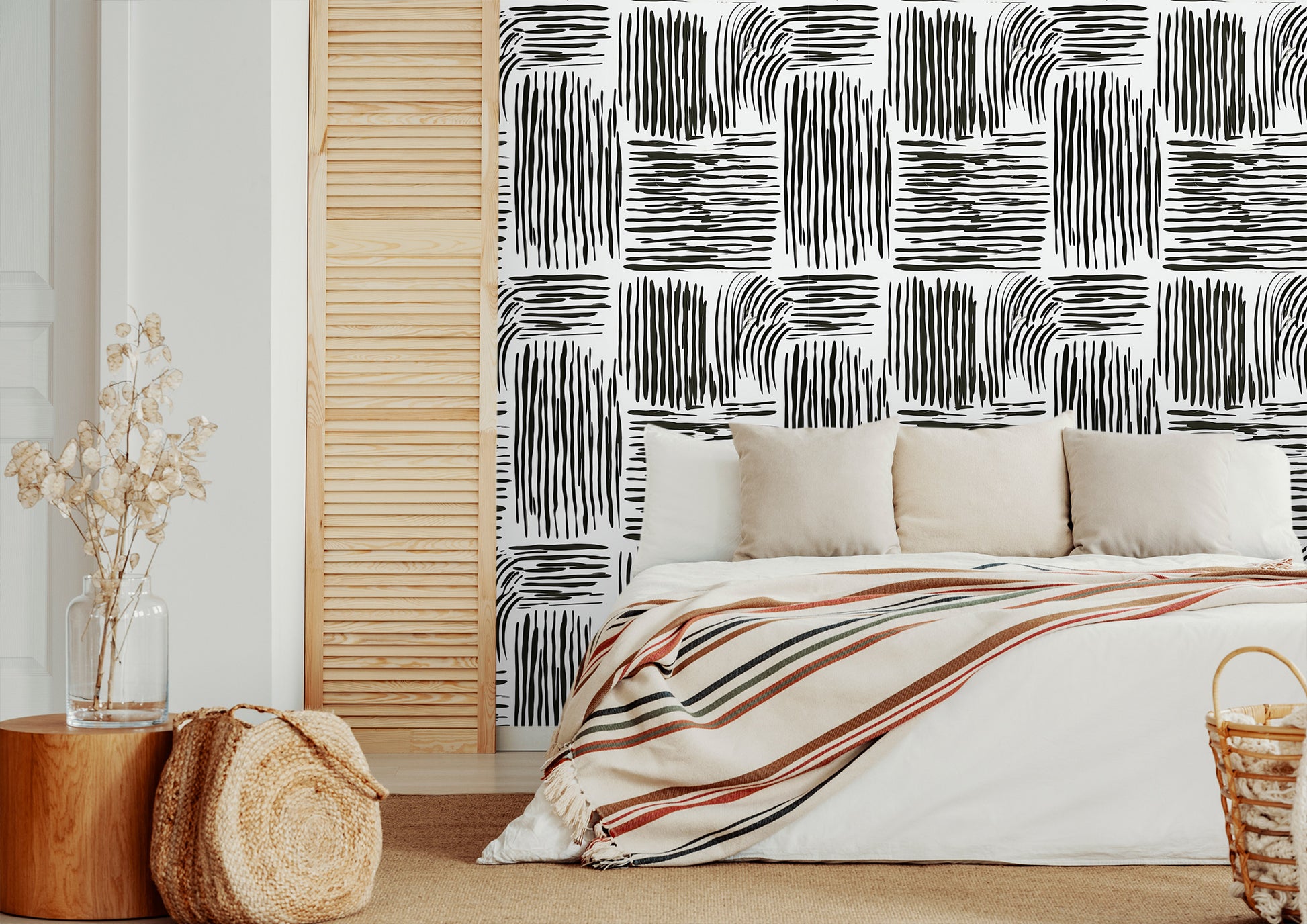 Peel and Stick Black Stroke Wallpaper - Artistic Home Decor
