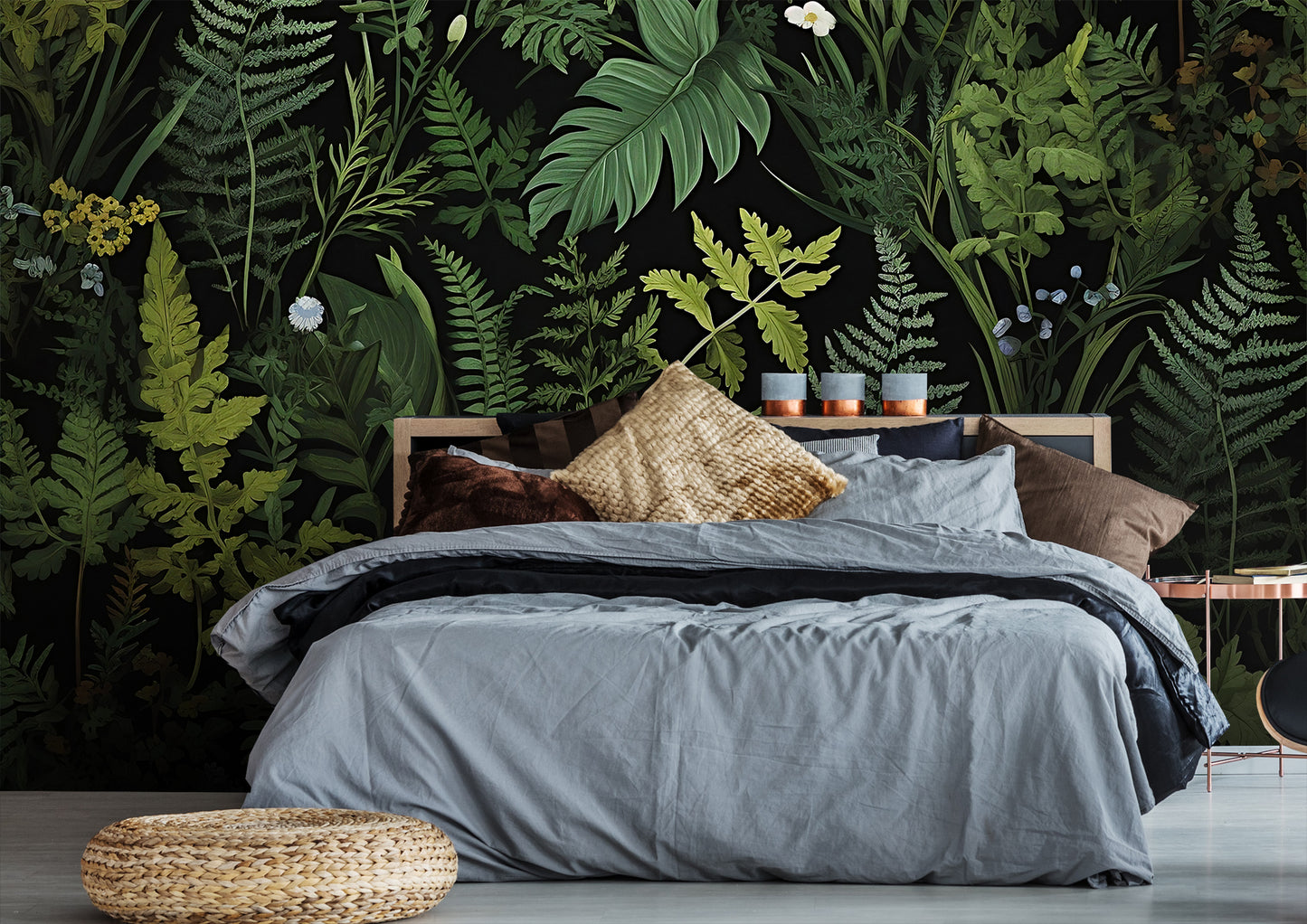 Fern Peel and Stick Wall Decor - Eco-Friendly DesignDark Botanical Wallpaper - Nature-Inspired Bedroom Mural
