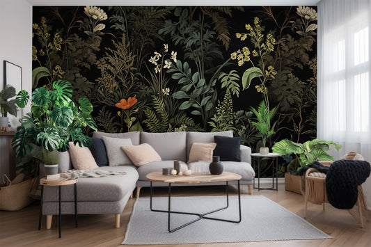 Dark Floral Wallpaper - Vintage Peel and Stick Mural