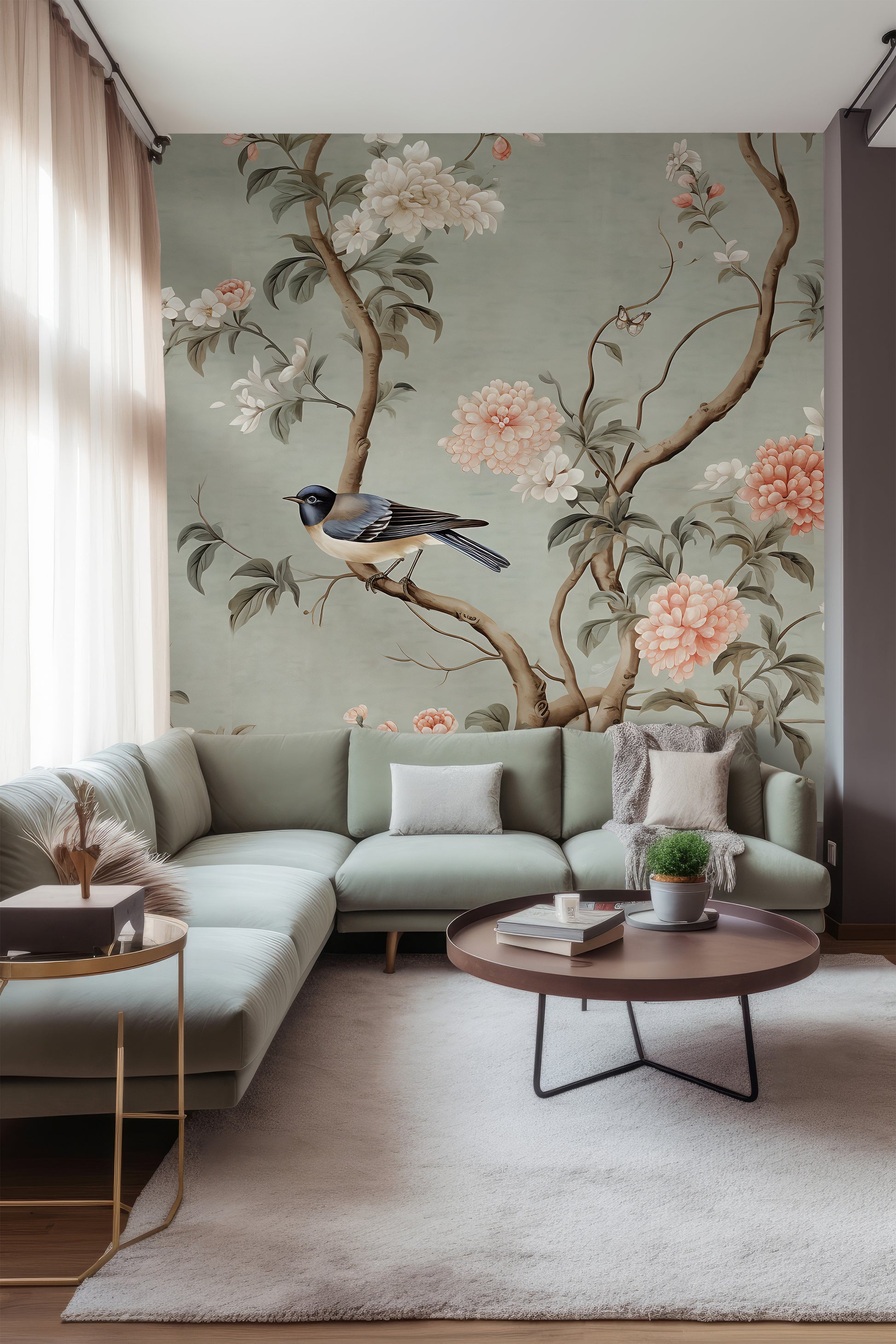 Silver Lake Chinoiserie Wall Mural | PrePasted Chinoiserie Wallpaper | Chinoiserie Design