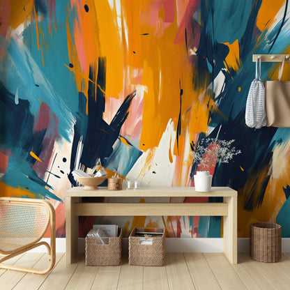 Colorful brushstroke pattern wallpaper