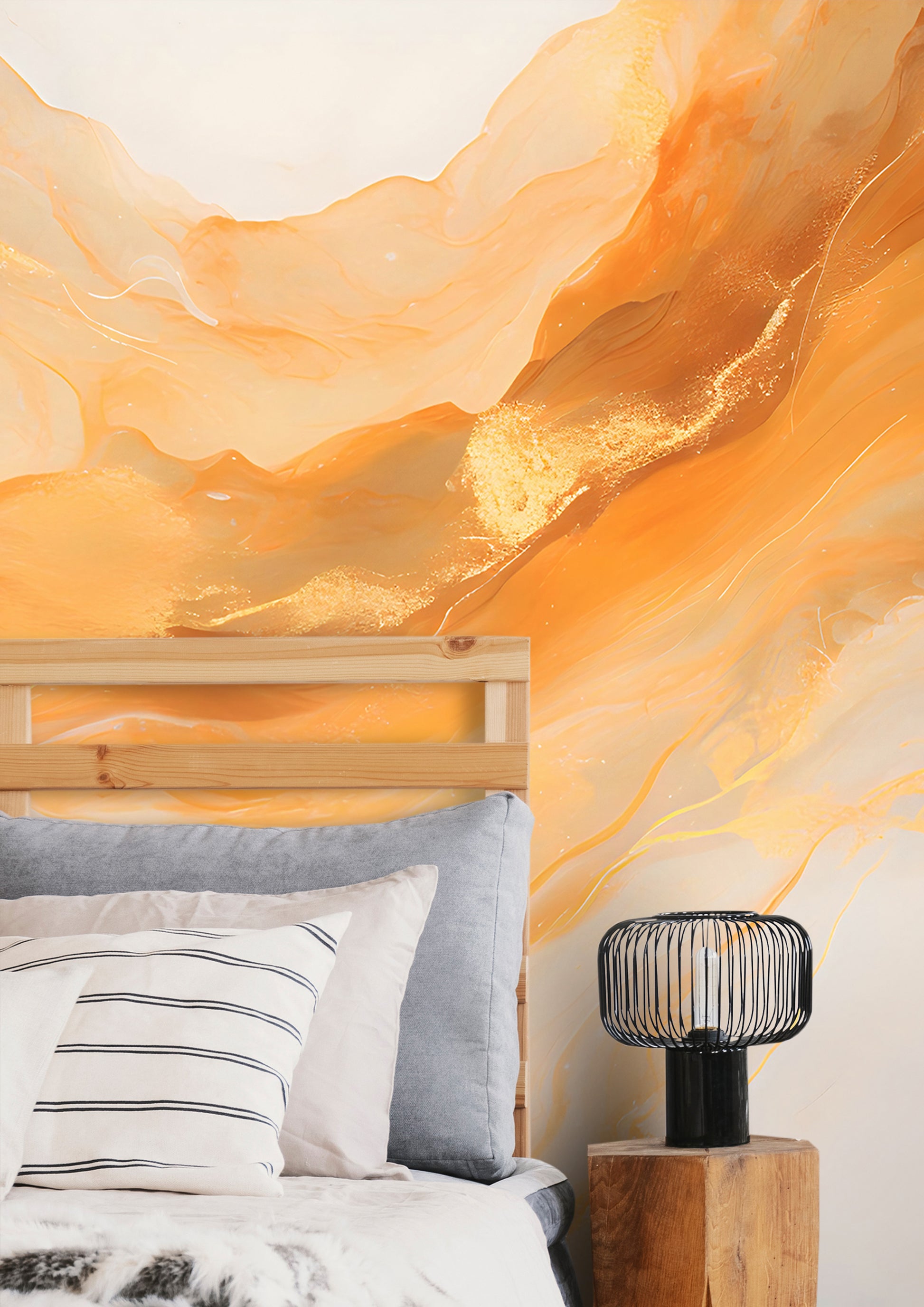 Expressive Orange and Gold Wall Decal