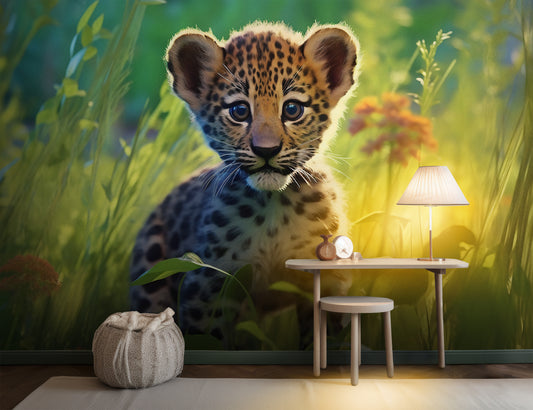 Renter-Friendly Nursery Wallpaper with Whimsical Leopard Pattern