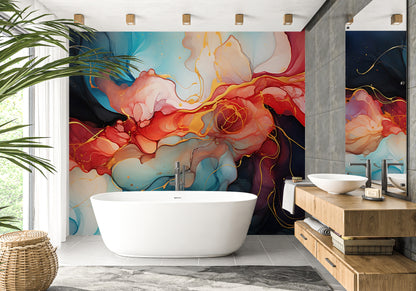 Vibrant Abstract Wallpaper with Alcohol Ink Patterns