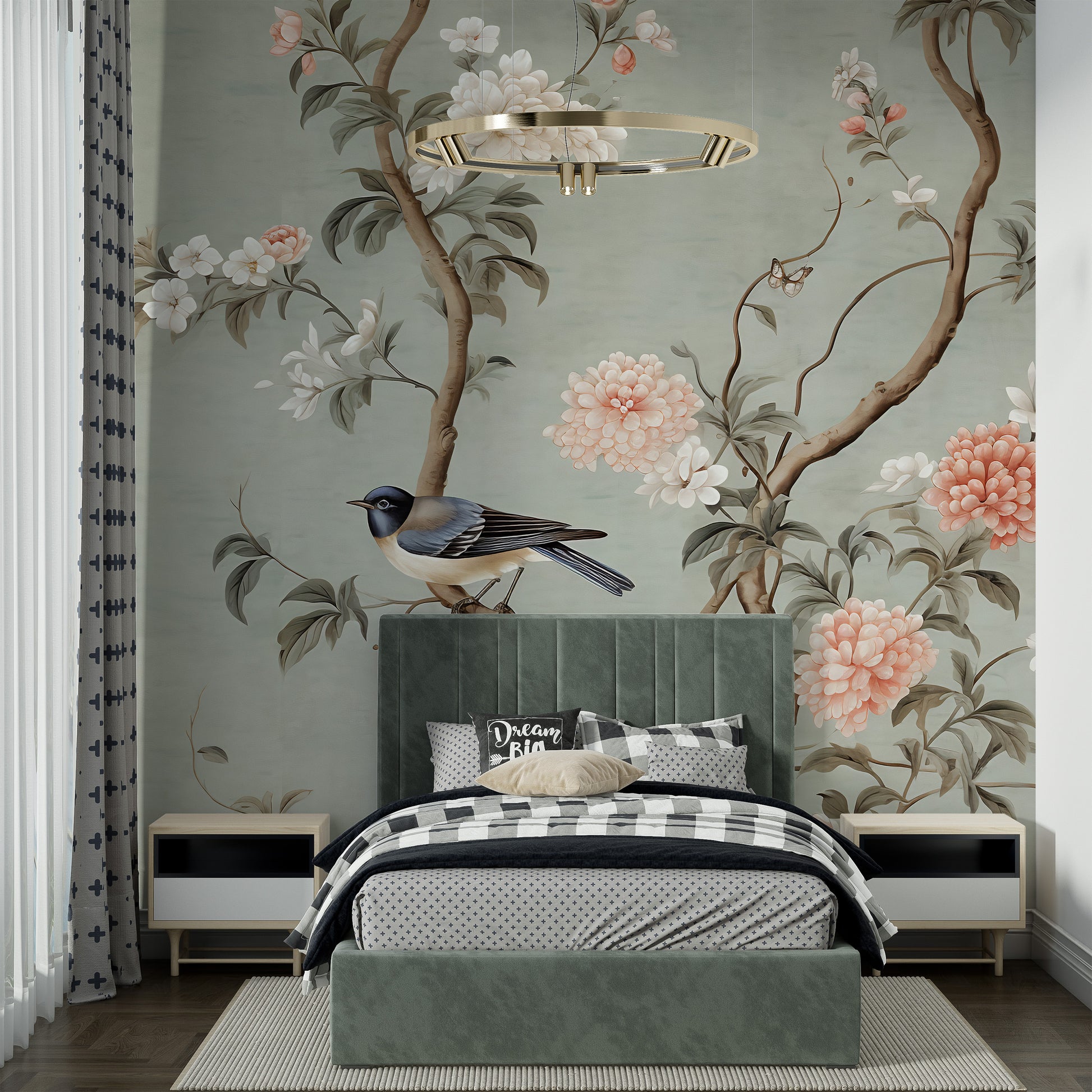 Chinoiserie Home Makeover | Silver Lake Mural | Peel and Stick Chinoiserie Wallpaper