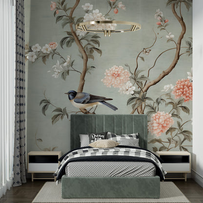 Chinoiserie Home Makeover | Silver Lake Mural | Peel and Stick Chinoiserie Wallpaper