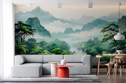 Watercolor Jungle Wallpapers in Living Room