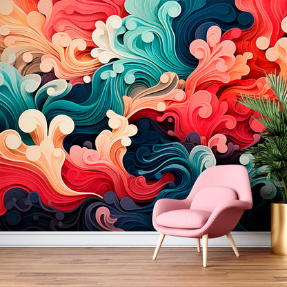 Bold and Dynamic: Abstract Colorful Mural Inspiration