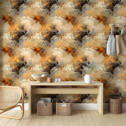 Dark Brown Floral Pattern Peel & Stick Wallpaper