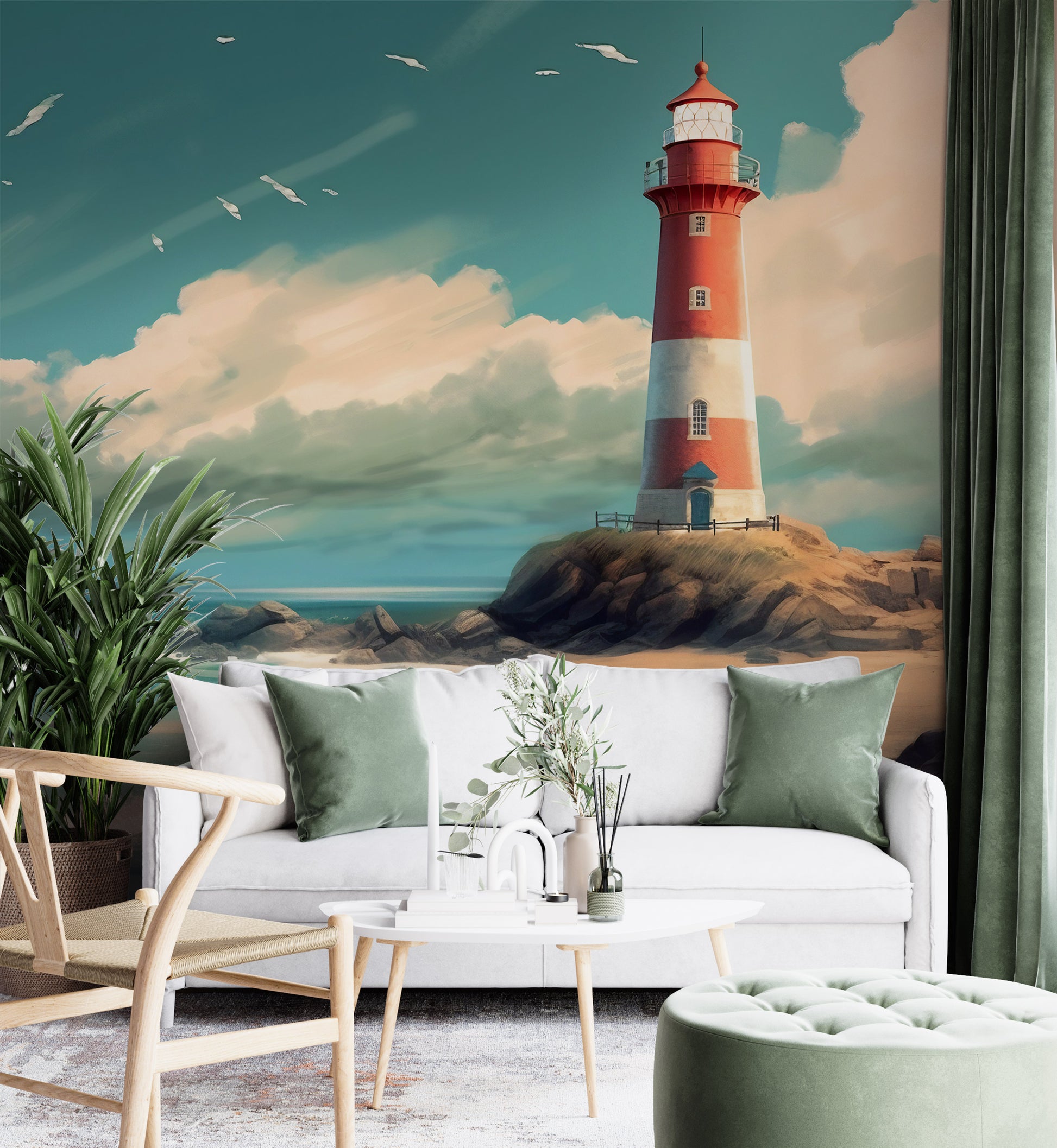 Coastal Peel and Stick Wallpaper with Nautical Design