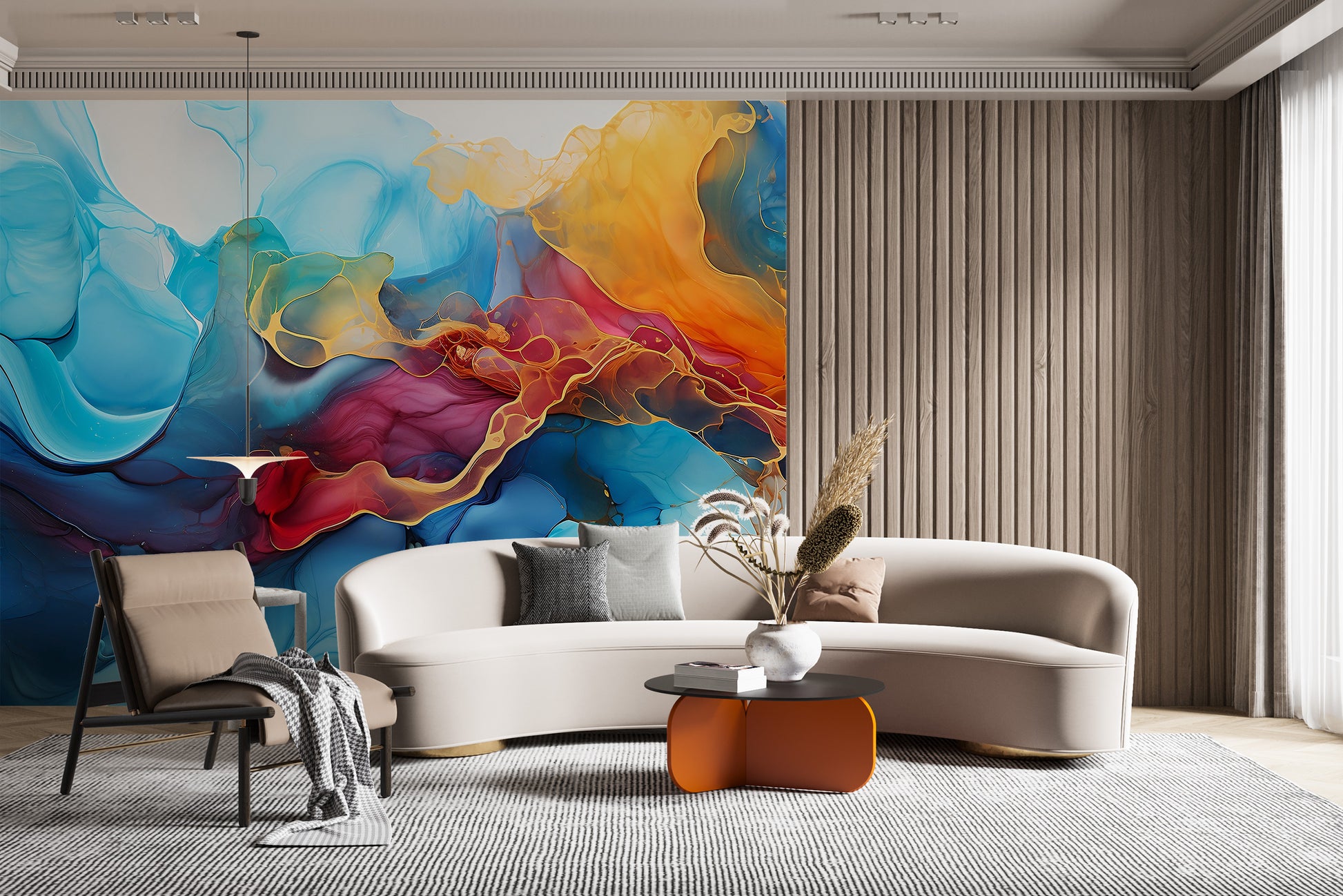 Self Adhesive Wall Paper with Captivating Watercolor Abstract Design