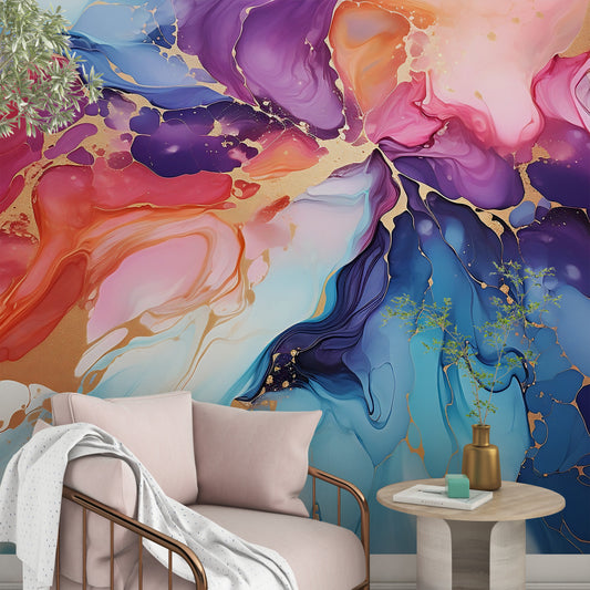 Abstract Temporary Mural for Contemporary Wall Decor