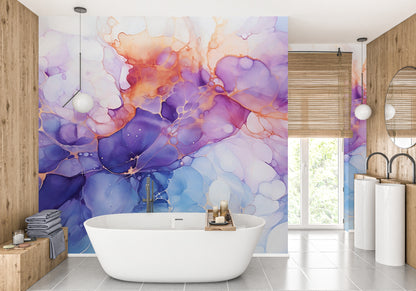 Abstract Alcohol Ink Art Wallpaper in Stunning Purple Hues