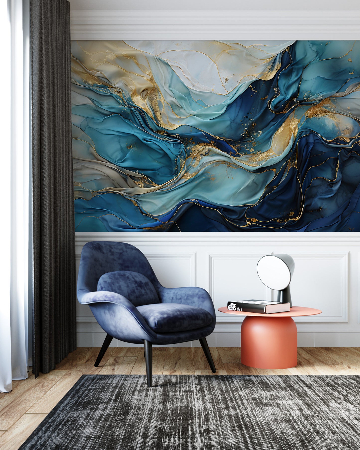Abstract Watercolor Mural - Serene and Captivating