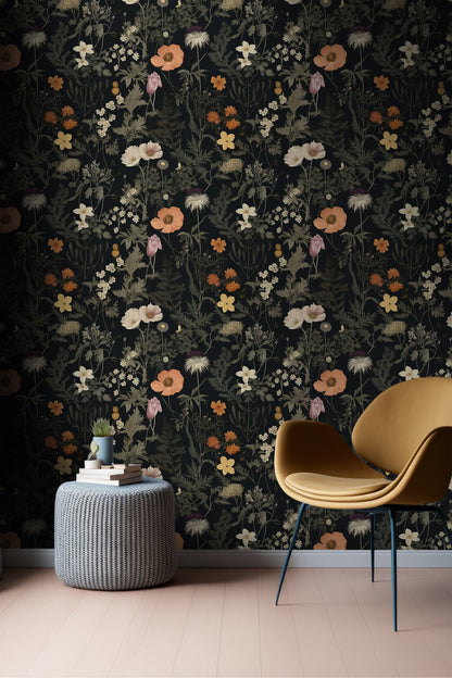 Renters' Favorite Dark Botanic Wallpaper - Easy Application