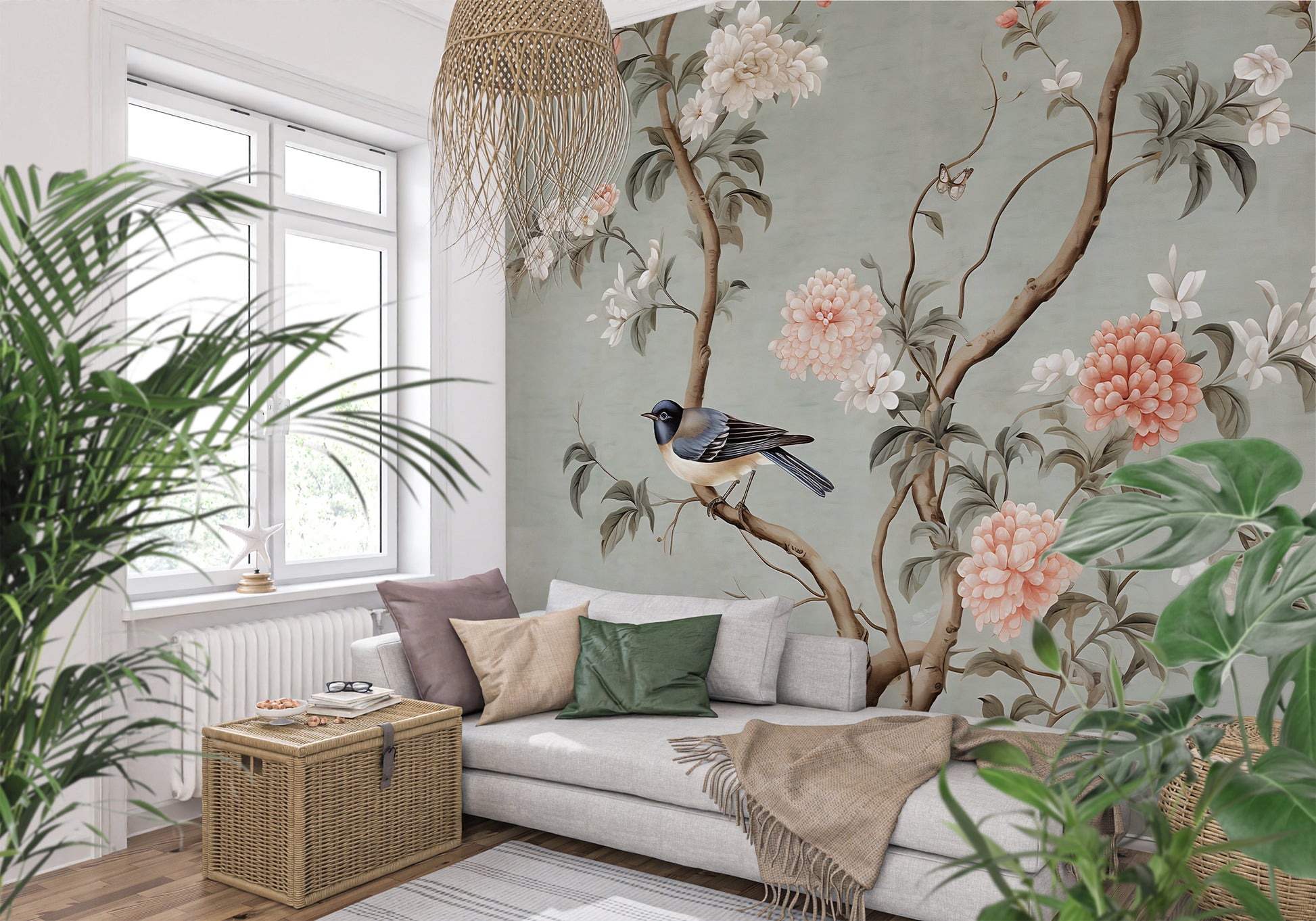 Chinoiserie Wall Mural in Silver Lake | Non-toxic Chinoiserie Wallpaper | Elegant Decor