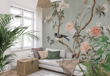 Chinoiserie Wall Mural in Silver Lake | Non-toxic Chinoiserie Wallpaper | Elegant Decor