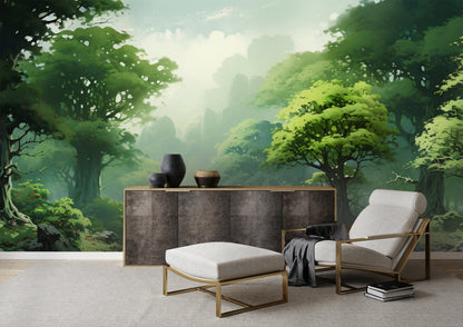 Green Forest Peel and Stick Wall Mural