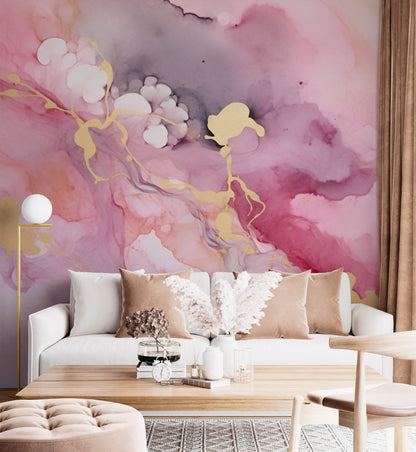 Removable Pink Abstract Art Mural