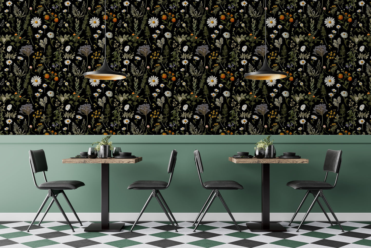 Removable Wallpaper for cafe with Botanical Motif