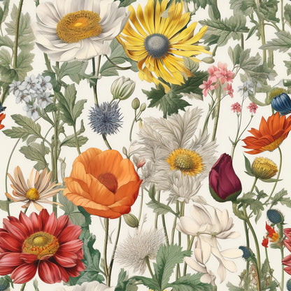 Summer Floral Wallpaper | Field Flowers by Miami Walls and Decor | Peel & Stick Wallpapers, Removable and Renter Friendly
