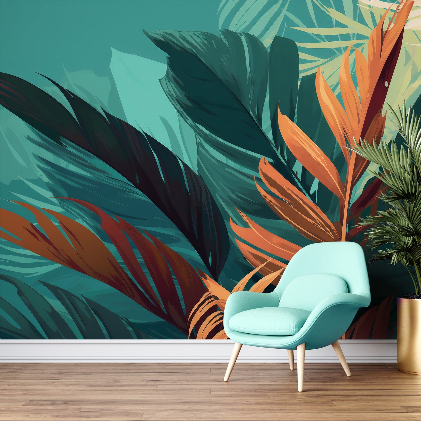 Tropical Leaves Wallpaper | Botanical Wallpapers by Miami Walls and Decor | Peel & Stick Wallpaper, Removable and Renter Friendly