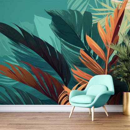 Tropical Leaves Wallpaper | Botanical Wallpapers by Miami Walls and Decor | Peel & Stick Wallpaper, Removable and Renter Friendly