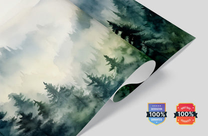 Foggy Forest Wallpaper | Woodland Watercolor Wallpapers by Miami Walls and Decor | Peel & Stick Wallpaper, Removable and Renter Friendly