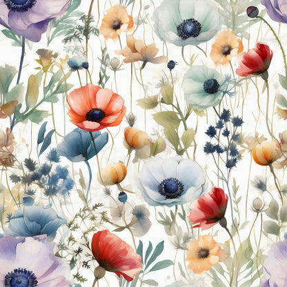 Wild Floral Wallpaper | Watercolor Flowers for kids room by Miami Walls and Decor | Peel & Stick Wallpaper, Removable and Renter Friendly