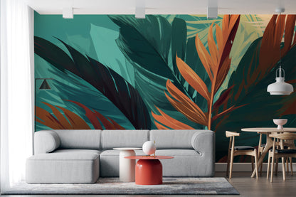 Tropical Leaves Wallpaper | Botanical Wallpapers by Miami Walls and Decor | Peel & Stick Wallpaper, Removable and Renter Friendly