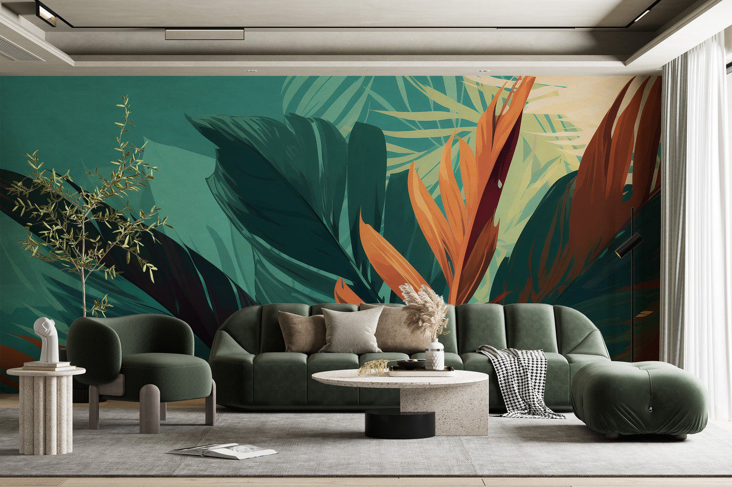 Tropical Leaves Wallpaper | Botanical Wallpapers by Miami Walls and Decor | Peel & Stick Wallpaper, Removable and Renter Friendly