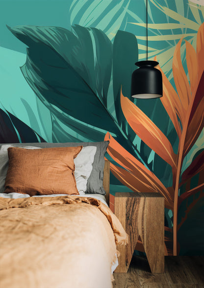 Tropical Leaves Wallpaper | Botanical Wallpapers by Miami Walls and Decor | Peel & Stick Wallpaper, Removable and Renter Friendly
