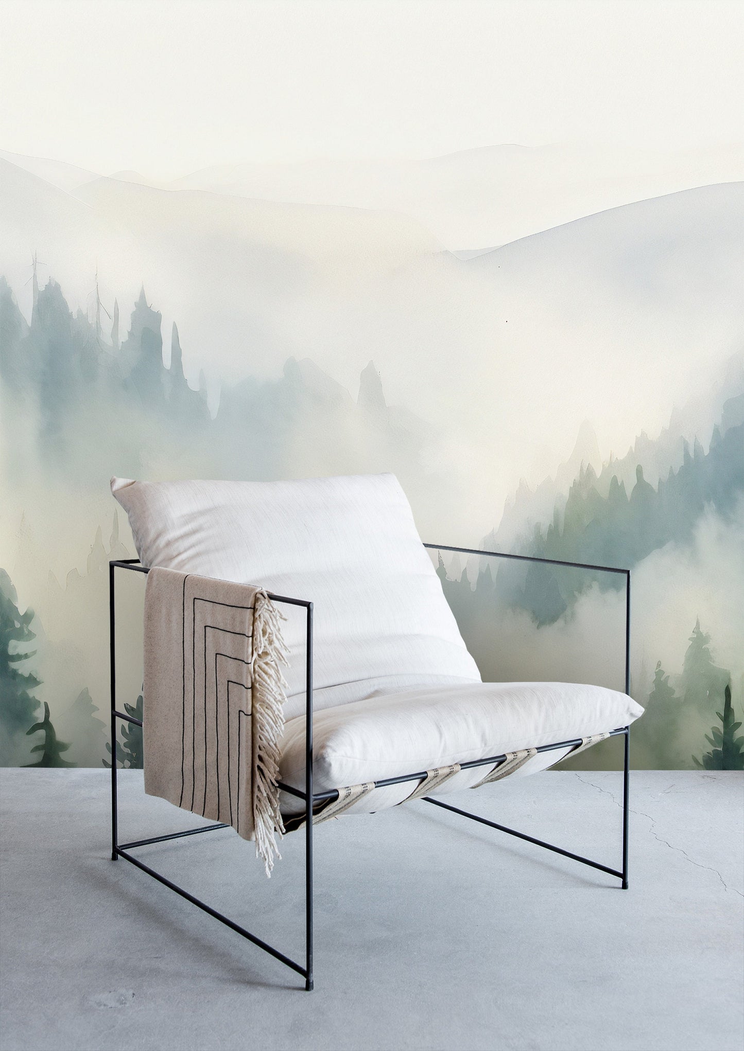 Foggy Forest Wallpaper | Woodland Watercolor Wallpapers by Miami Walls and Decor | Peel & Stick Wallpaper, Removable and Renter Friendly