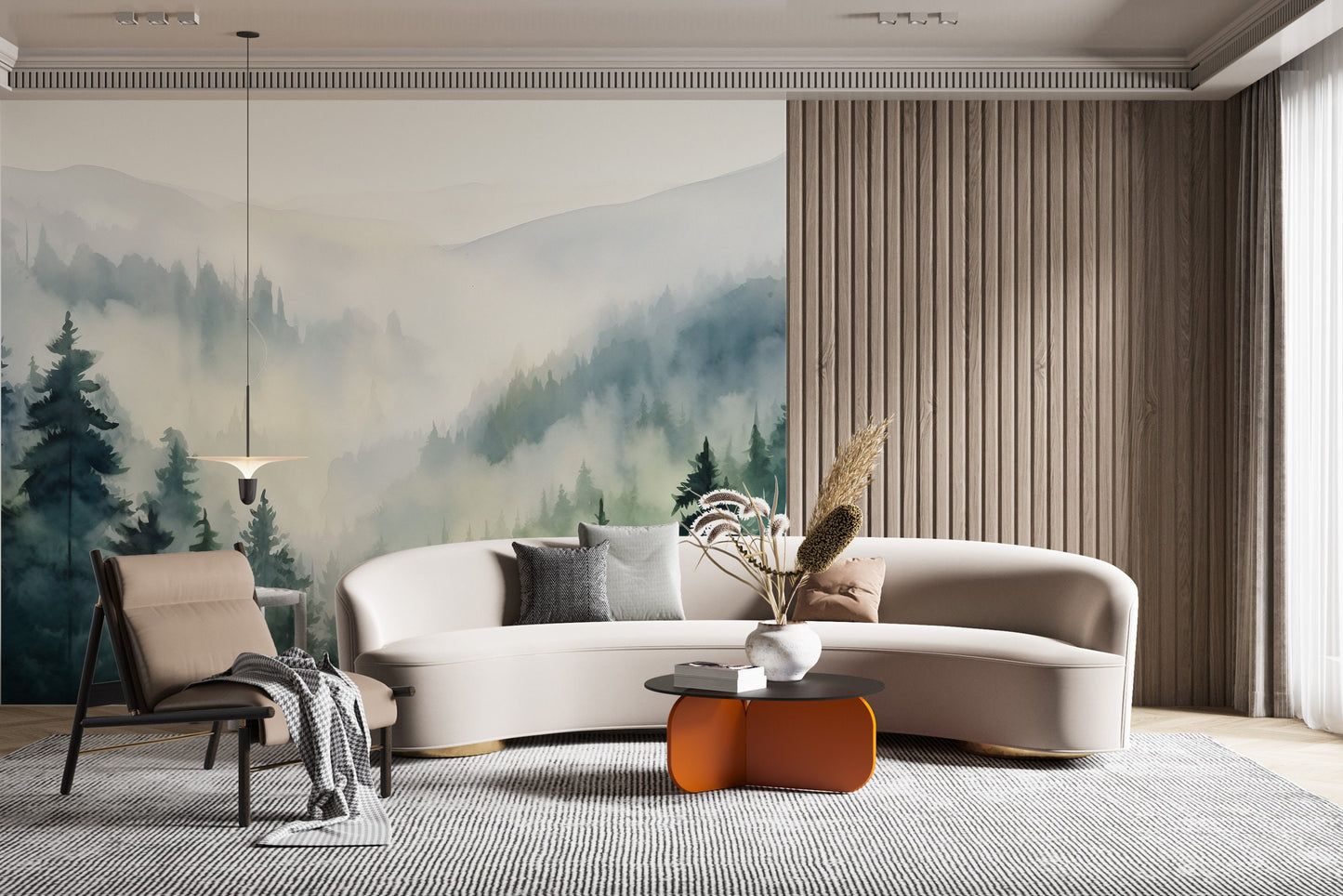 Foggy Forest Wallpaper | Woodland Watercolor Wallpapers by Miami Walls and Decor | Peel & Stick Wallpaper, Removable and Renter Friendly