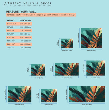 Tropical Leaves Wallpaper | Botanical Wallpapers by Miami Walls and Decor | Peel & Stick Wallpaper, Removable and Renter Friendly
